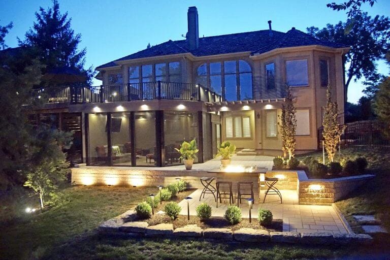 exterior view of lighting and landscaping Kansas City