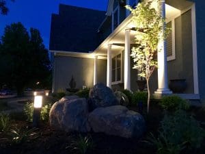 led light rock installation - High Prairie Landscaping Group