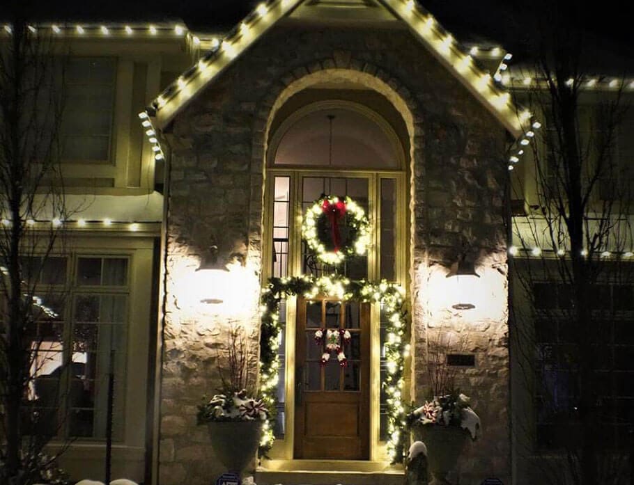 door full of holiday lights design Kansas City