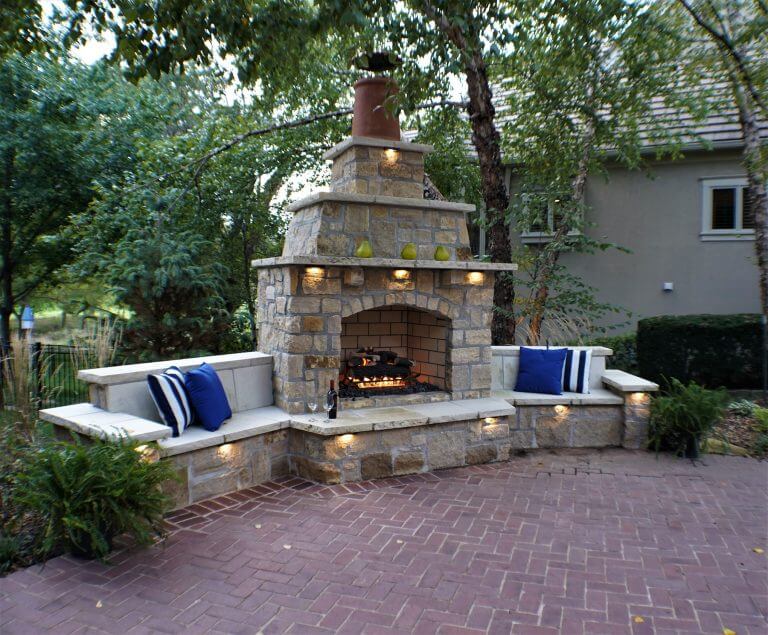 outdoor stone fireplace Kansas City